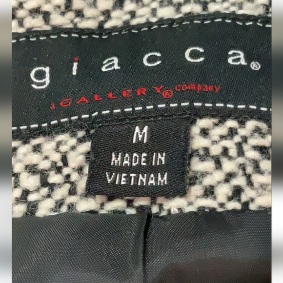 Giacca Black and White Single-Breasted Wool Winter Coat - Picture 6 of 14